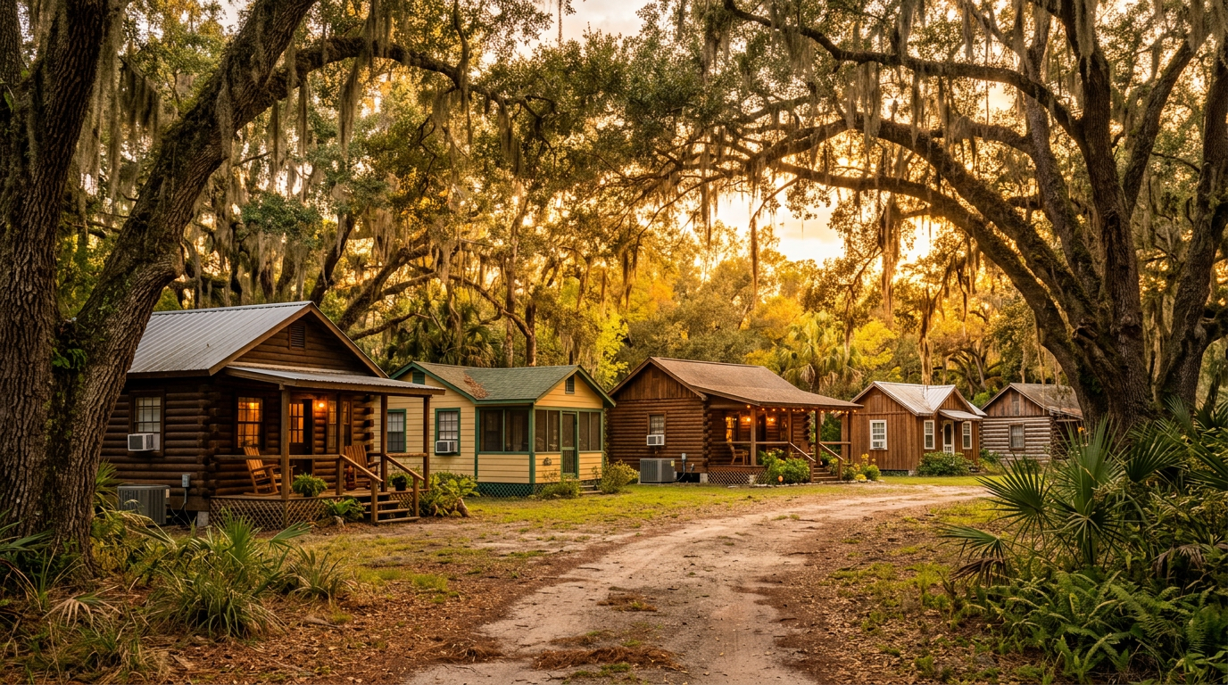 Log cabins at Camp Impact