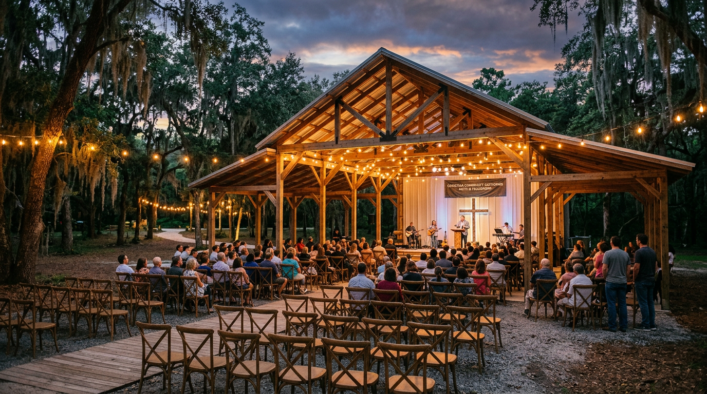 Open air breezeway barn and pavilion setup