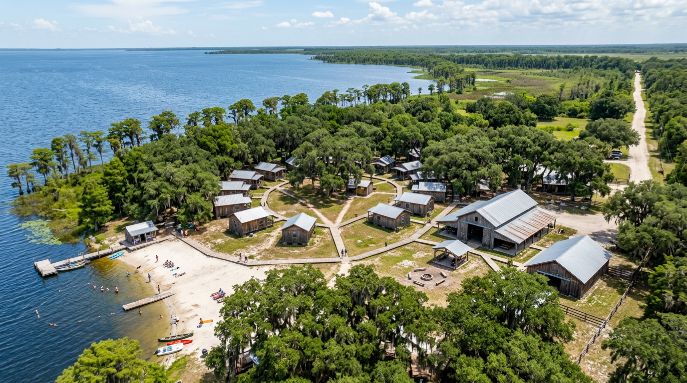 Aerial layout of Camp Impact 20 acres