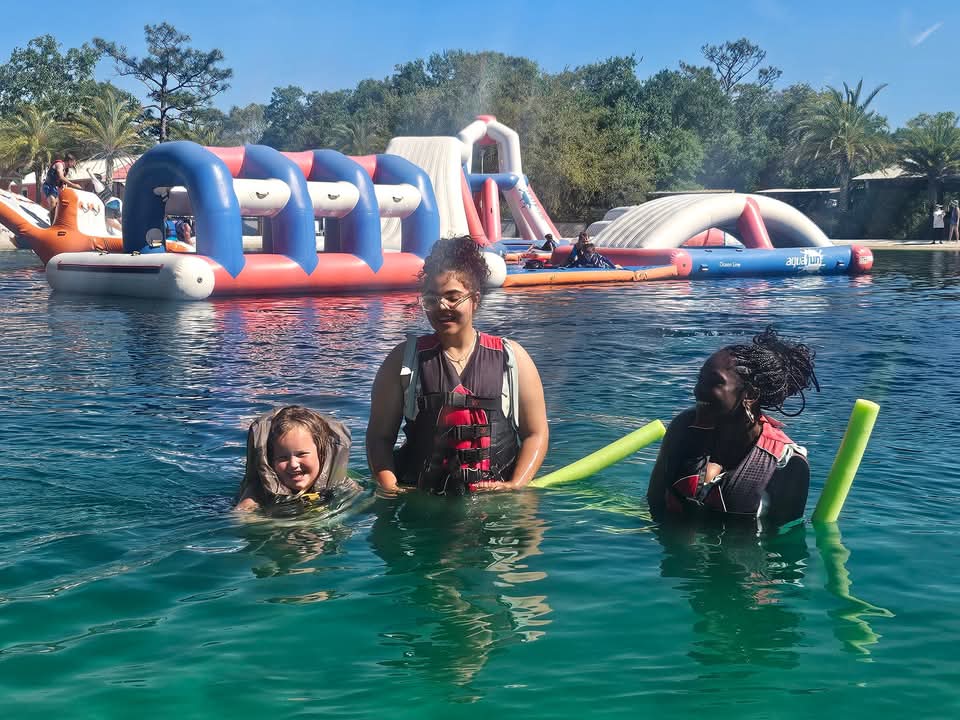Youth and kids enjoying water park activities